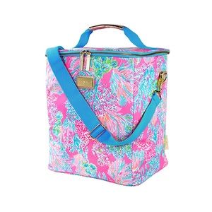 Lilly Pulitzer Insulated Wine Carrier Cooler Handle Strap Seaing Things New